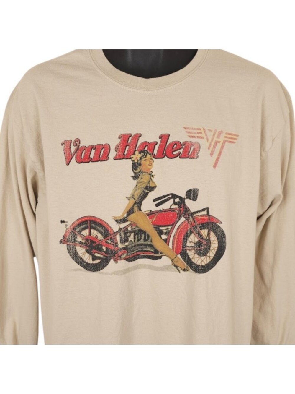 Van Halen T Shirt Mens Size Large Beige Hard Rock Retro Band Tee